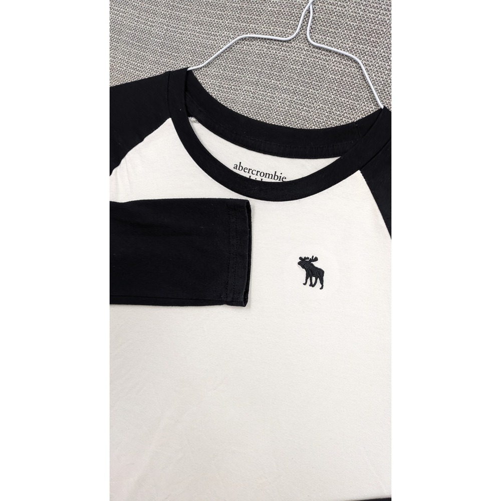 Abercrombie Kids Boys White Black Raglan Long Sleeve Baseball Tee Shirt 15/16
